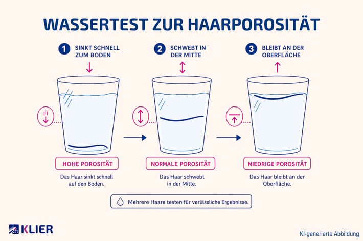 Wassertest zur Haarporosität, KI-generierte Abbildung